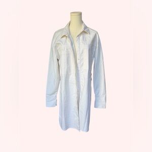 Good American white button down trench coat White Jersey Knit Long Sleeve size L